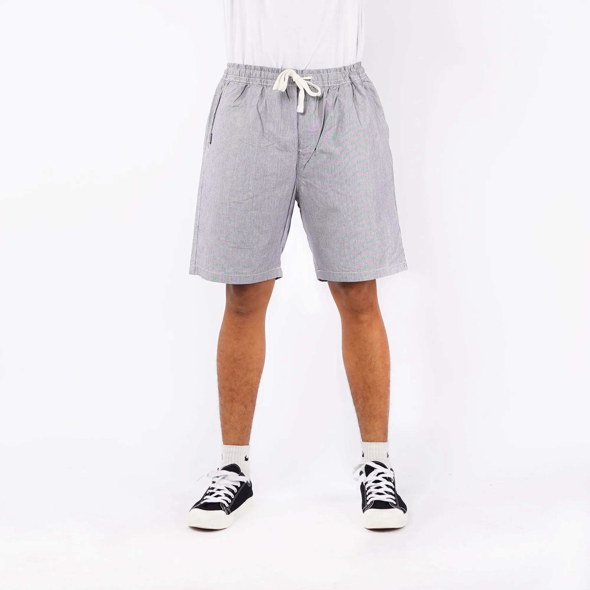 Bobson Japanese Men's Basic Non-Denim Jogger Short Mid Waist 155512 (Off White)